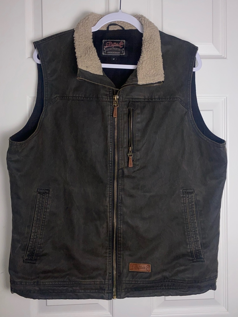 Rafter‎ C Faux Oilskin Men's Sherpa Collar Full Zip Vest